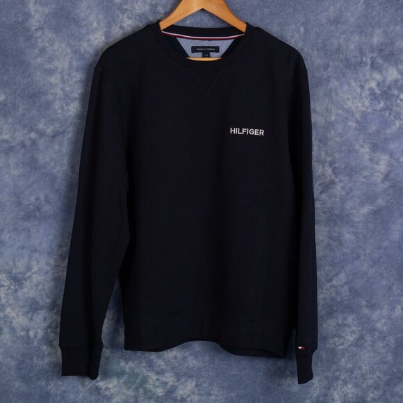 Mens Tommy Hilfiger Navy Blue Sweatershirt Sz L - Picture 1 of 3